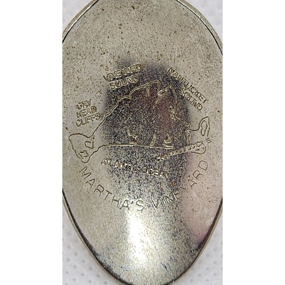 Marthas Vineyard Souvenir Silver Collector Spoon With Map & Ferry Design - Picture 2 of 5